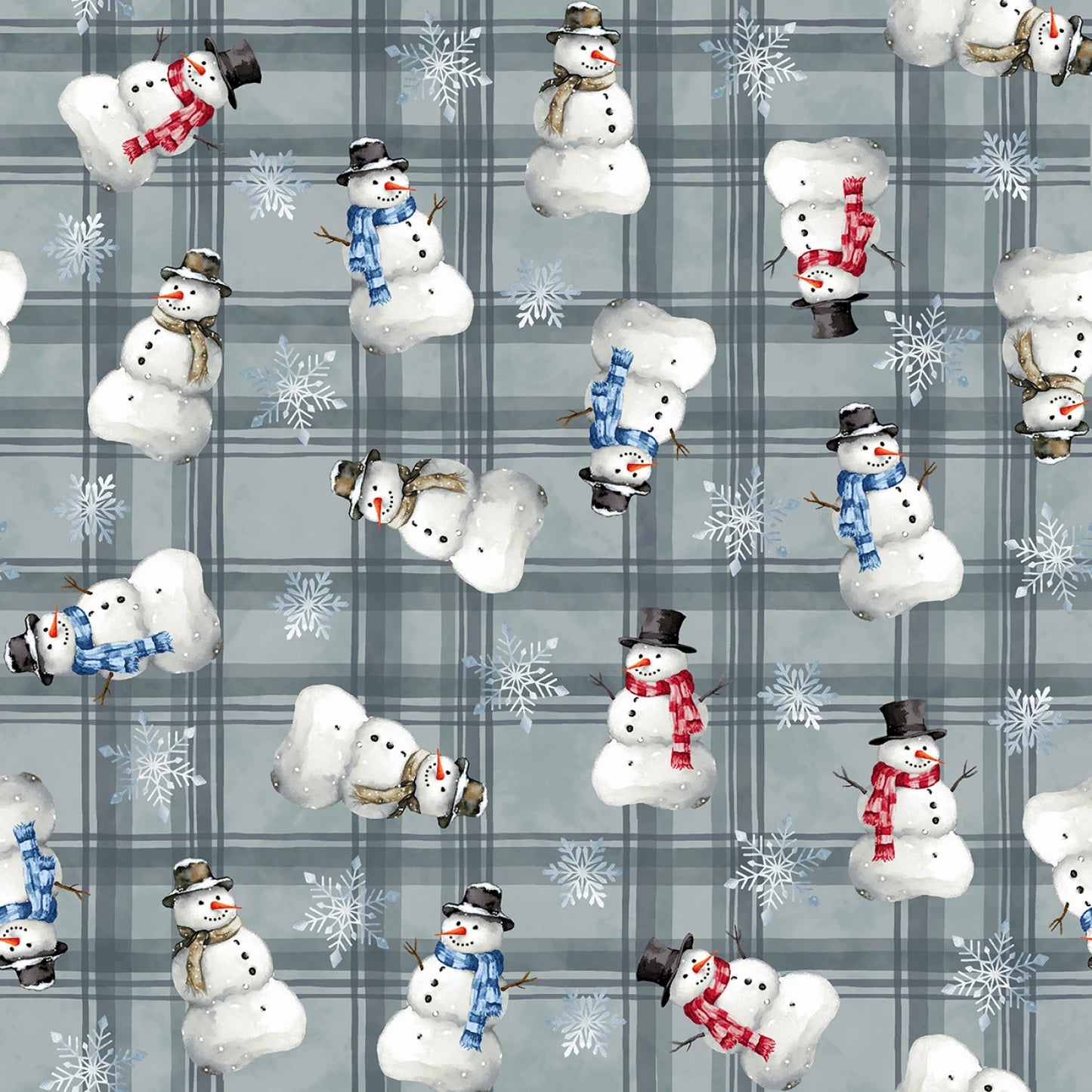 3513-11 Hollyville Manor Asst - Slate Gray Tossed Snowman 44/45"