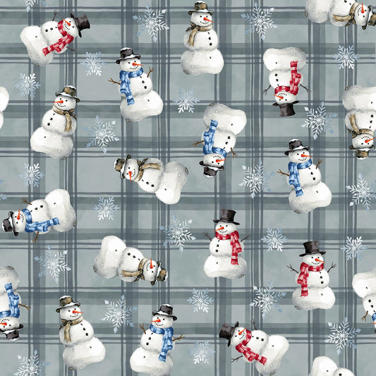3513-11 Hollyville Manor Asst - Slate Gray Tossed Snowman 44/45"
