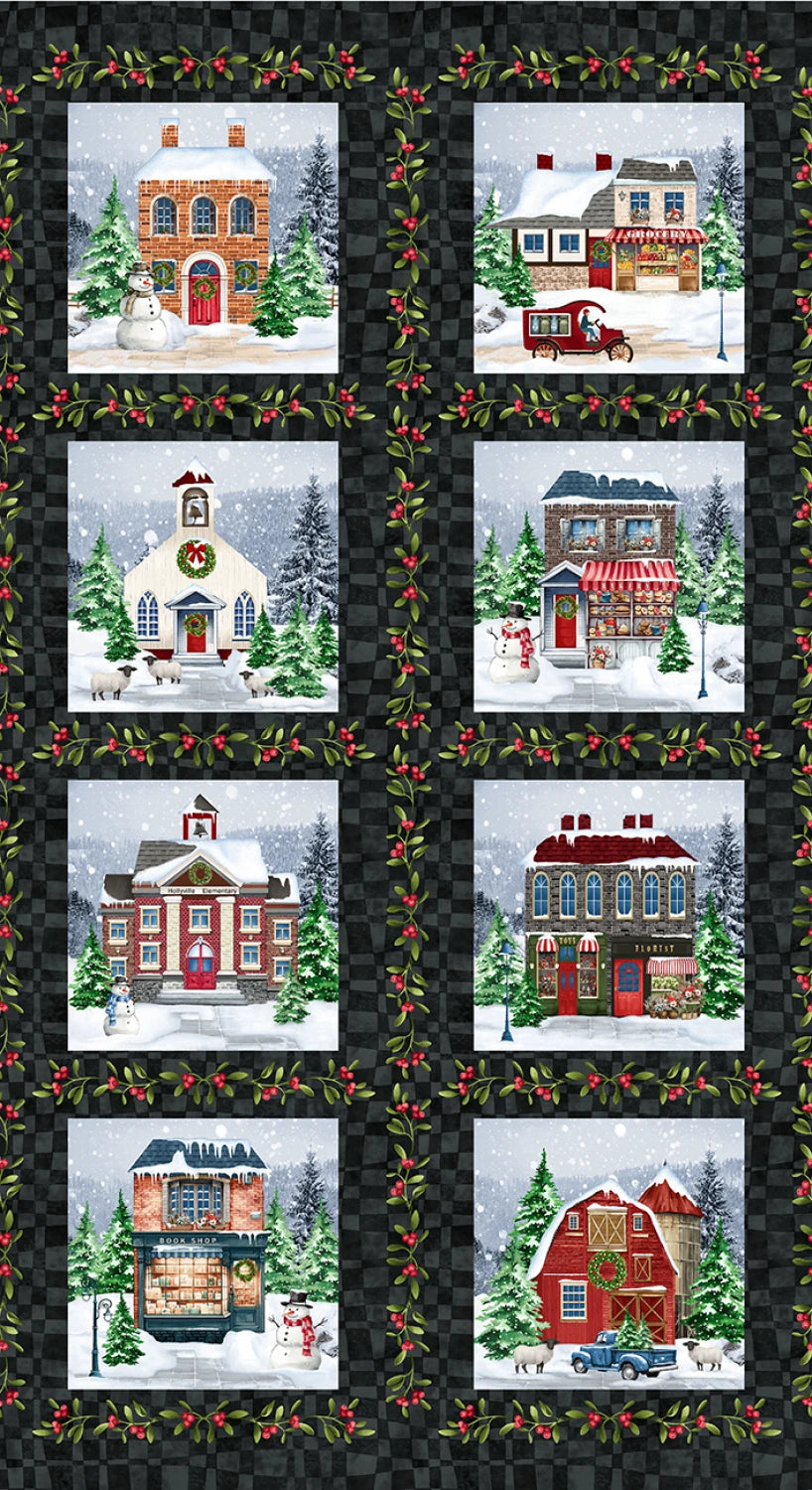 3522-99 Hollyville Manor Asst - Black Blocks 24" Repeat