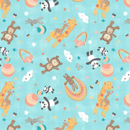43019-453 Rainbow Dreams Blue Animal Toss 44/45"