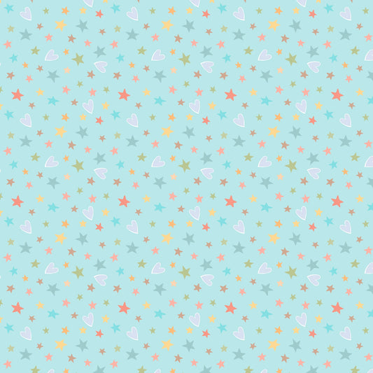 43022-453 Rainbow Dreams Blue Stars and Hearts 44/45"