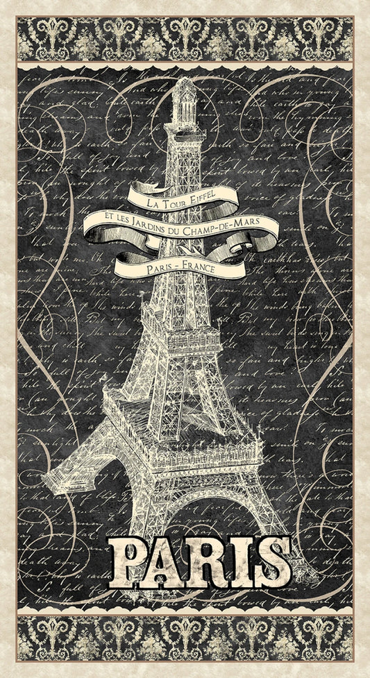 BQ4115P-95 Paris Nights Eiffel Tower 24" Panel