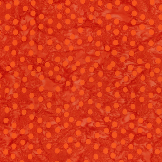 BT21400-215 Red and Orange Polka Dots Batik 44/45"