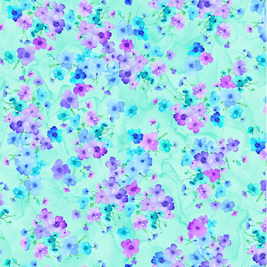 CD3584-Dragonfly Mist Aqua Small Florals 44/45"