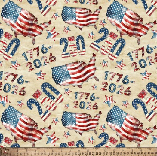 DX-8713 - America 250 Years - Allover Print 45"